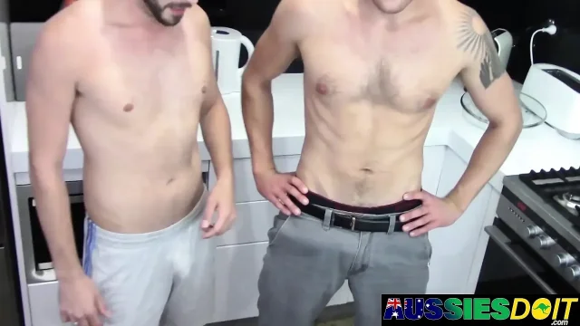 Naked Australian Gay Randy Offers His Huge Dick to Danny While Cooking