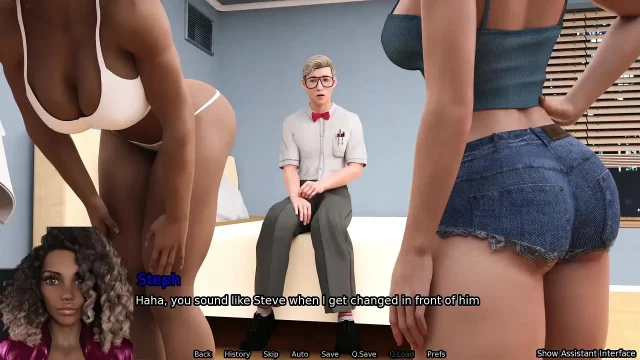 Sexbot Steph Route 1 Animated Porn Gameplay - Mixed Race Hottie Jerks off Nerd