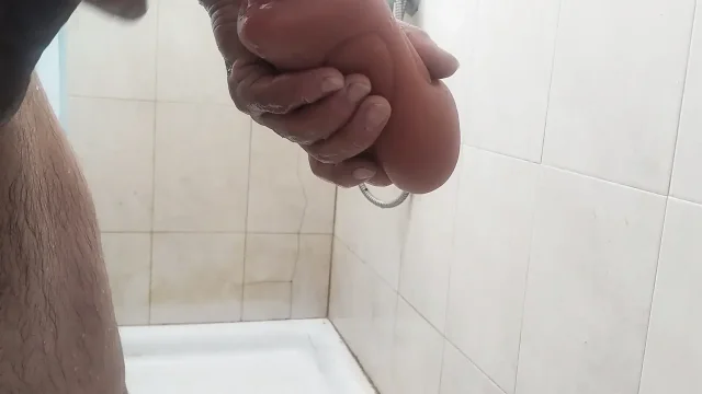 Hard and nice dick gets horny while showering