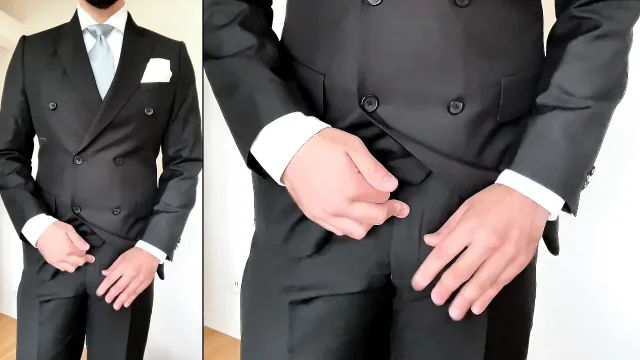 Suited Businessman Jerking off