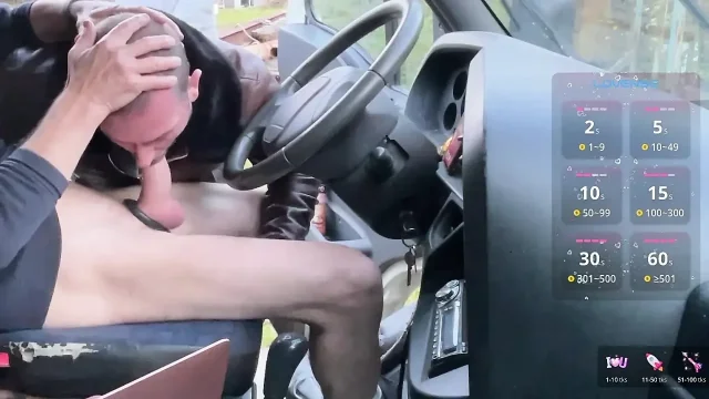 On a rest area two guys take turns sucking my big dick in the truck