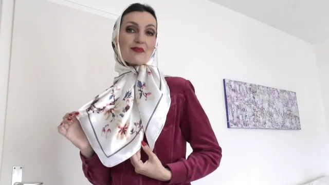 Demonstration of Beautiful Satin Headscarves JOI Lady Victoria Valente