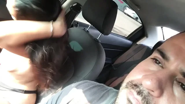Girl masturbates in the Uber car on her way to work