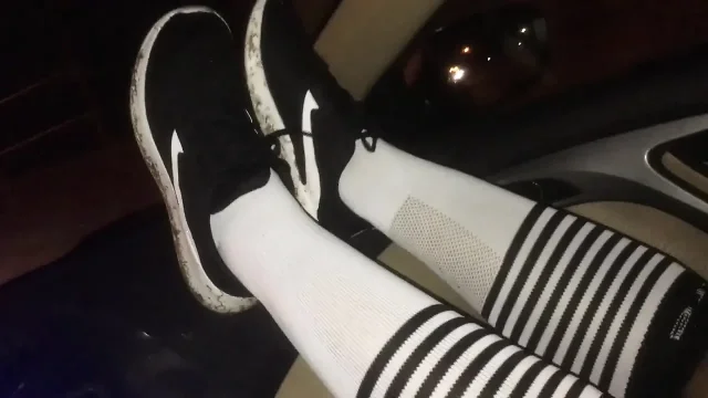 Dirty Diana Kicking Soccer Ball in Booty Shorts Night Time