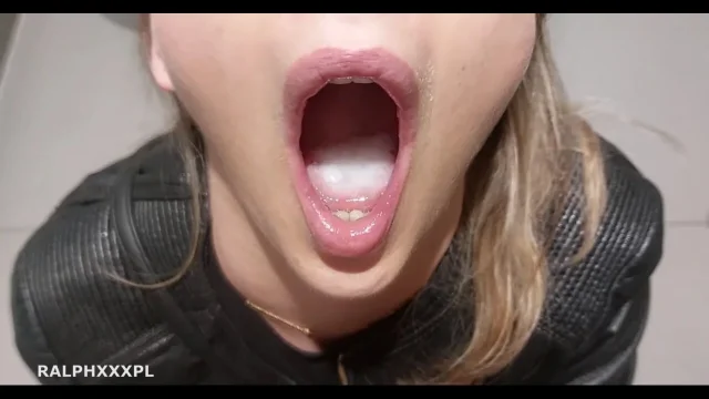 Cheating Wife Blowjob Random Guy in Public Restrum and Swallows His Cum