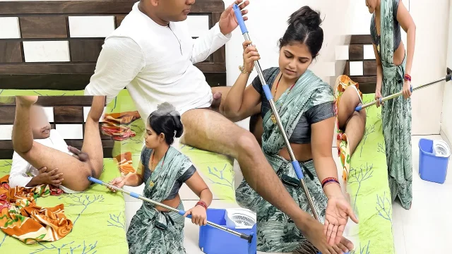 Komal's landlord Bima was sleeping while wearing the lawsuits so I mopped her