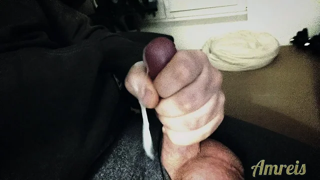 Jerking off and orgasm late at night in front of the computer