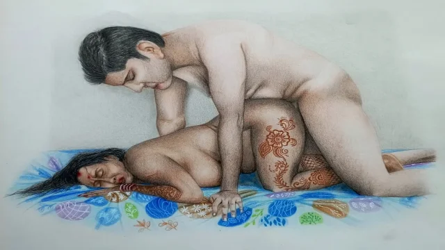 Erotic Art Or Drawing of A Sexy Desi Milf Desi Indian Wife getting painfully ass