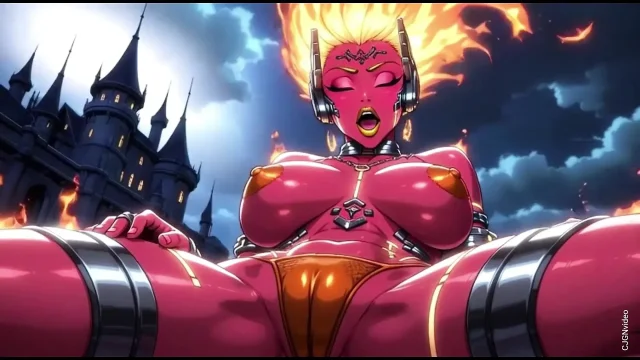 Fire element demon sexy pose Ai animation