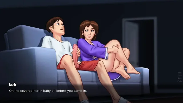 Stepmom flaunt her pussy to his Stepson while watching pornSummertime Saga