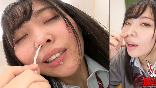 Meari Tsujii Plays with Her Piggy Nose and Ends up Dripping