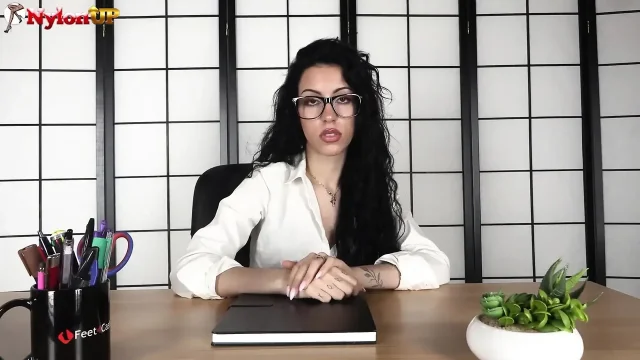 Curly-haired Lady Boss Punishes Her Horny Secretary with a Sensual Foot Worship