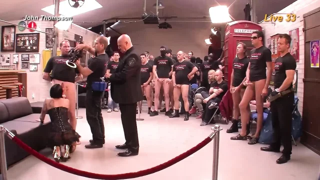 Ggg John Thompson - Tattooed Babe Deepthroats in Wild Gangbang Live Show