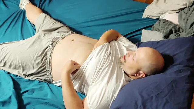 Chubby Guy Strips and Cums