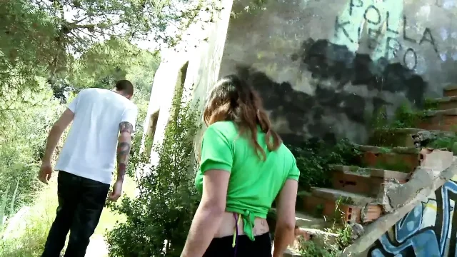 Hot and sexy brunette brought somewhere quiet for a hard fuck
