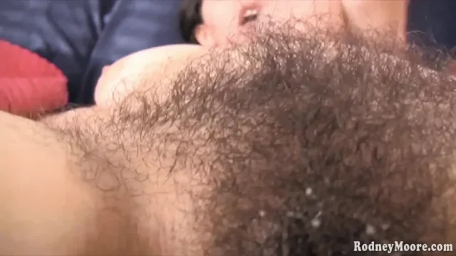 Quiet hairy girl with huge tits sucks and gets cum on muff