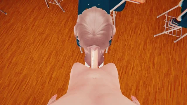 Hot College Blonde Stacy for 3D Hentai - No Hands Sloppy Blowjob Pantyhose