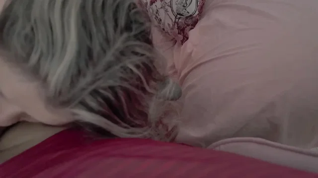 The blonde can't stand it and calls me to fuck her hard while her parents leave