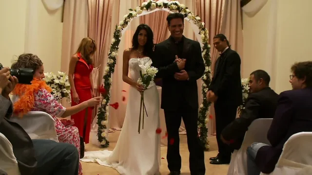 Super hot babe gets her pussy drilled after the wedding