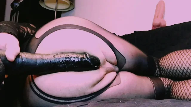 training my sissy pussy with BBC dildo