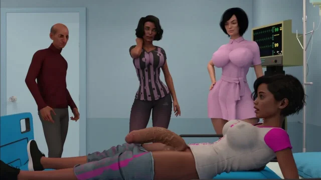 Nurse Hepls Gwen With Her Huge Shemale Cock with Hard Creamy Handjob to Release