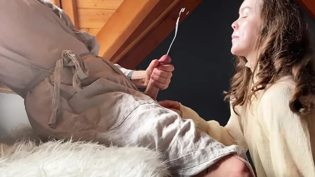he ruins my brand new shirt with long rope of cum