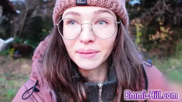 Almost caught Skinny girl fucks her fat pussy in public